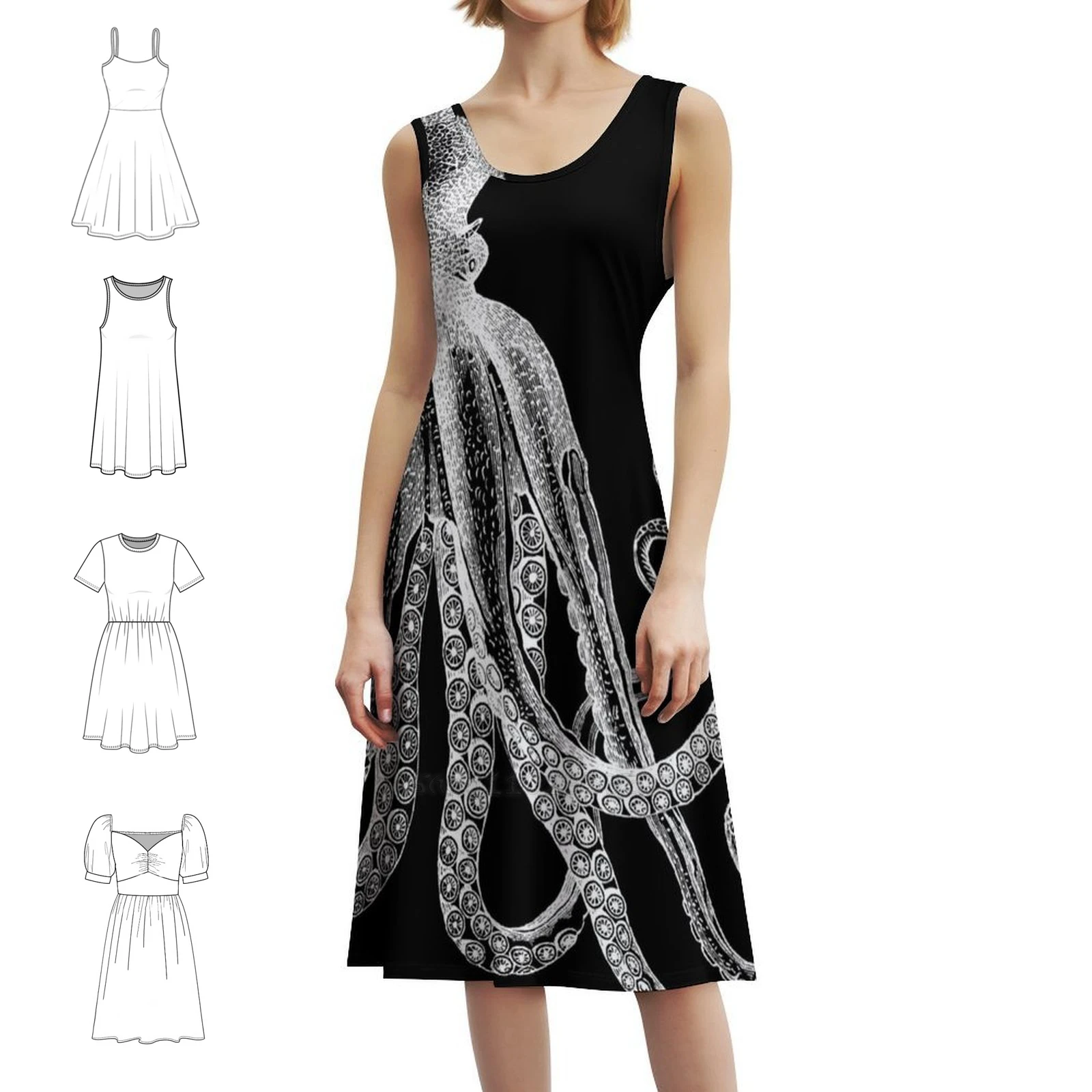 Half Octopus | Right Side | Vintage Octopus | Bohemian Sleeveless Dress Multi-Print Beach Vacation Party Dress Squid Kraken
Half Octopus | Right Side | Vintage Octopus | Bohemian Sleeveless Dress Multi-Print Beach Vacation Party Dress Squid Kraken