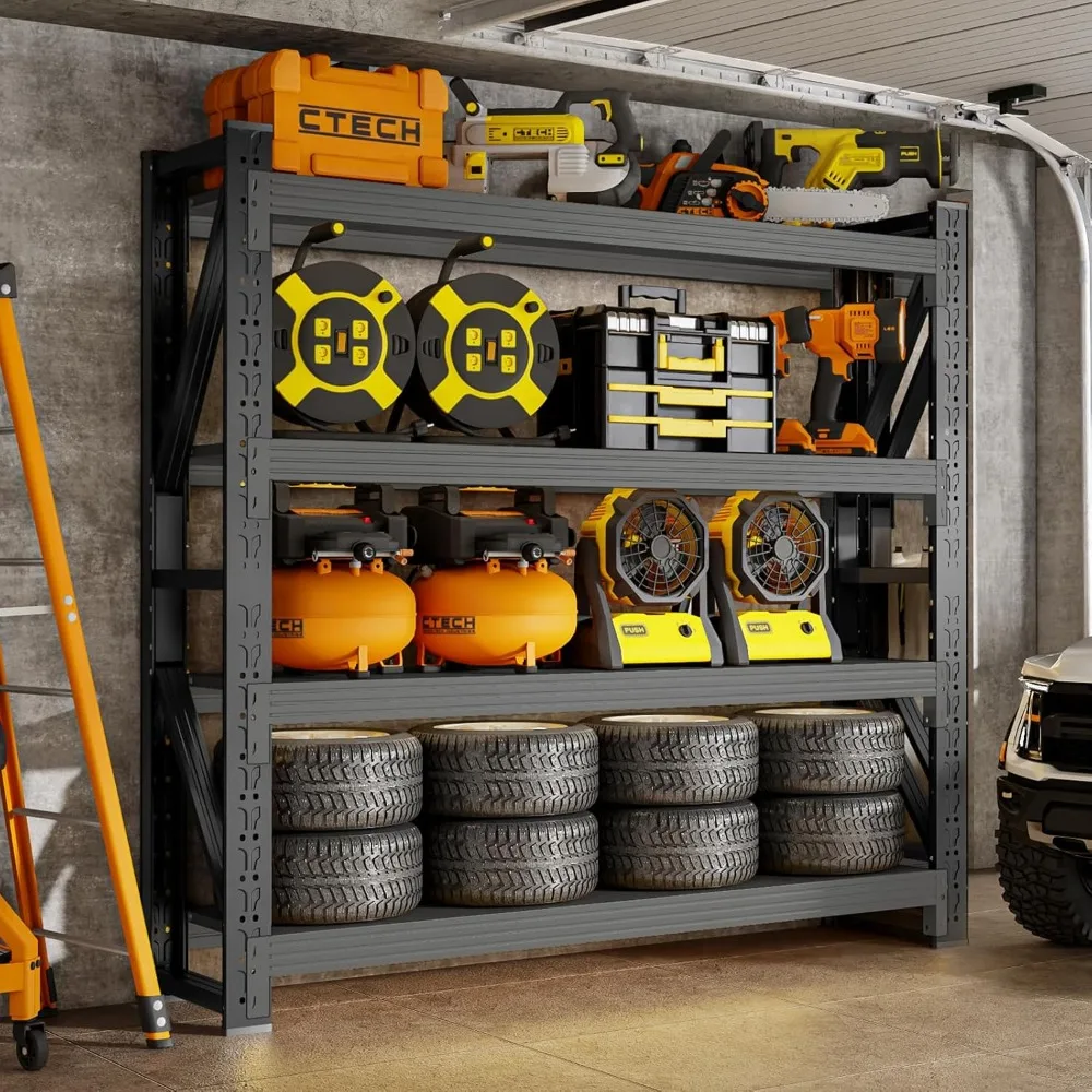 Storage Shelves Heavy Duty, 4000LBS Metal Garage Shelving Units, 4 Tier Adjustable Shelf, Garage Storage Shelves Rack, Industria
Storage Shelves Heavy Duty, 4000LBS Metal Garage Shelving Units, 4 Tier Adjustable Shelf, Garage Storage Shelves Rack, Industria