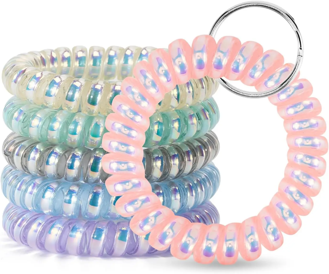 6PCS Wristlet Keychain, Colorful Spiral Coil Hair Tie for Women, Sauna Key Ring Key Holder
6PCS Wristlet Keychain, Colorful Spiral Coil Hair Tie for Women, Sauna Key Ring Key Holder