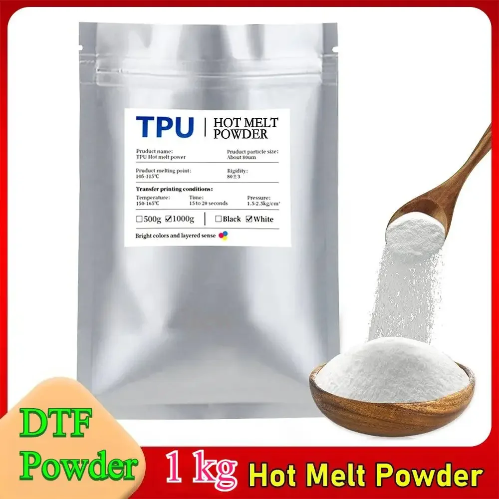 White DTF Powder Black Hot Melt Adhesive Powder White Digital Transfer Pretreat Powder for DTF Printer Direct Print on Fabric
White DTF Powder Black Hot Melt Adhesive Powder White Digital Transfer Pretreat Powder for DTF Printer Direct Print on Fabric