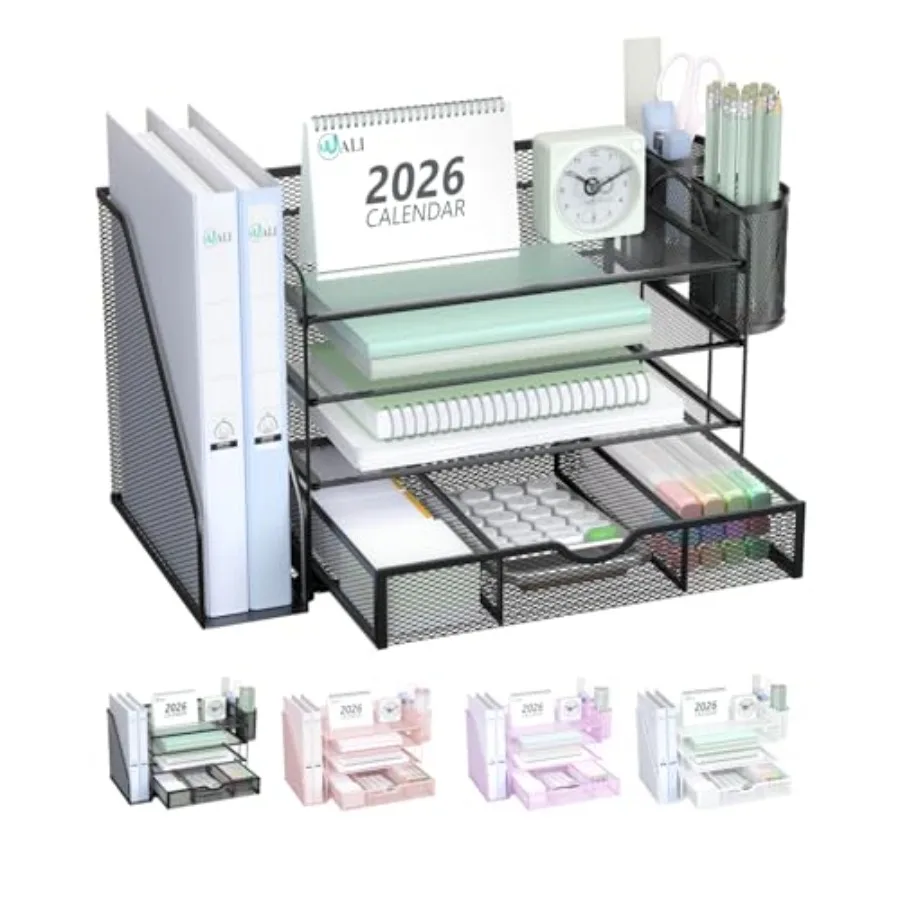 Desk File Organizer with Drawer & Pen Holders, 4-Tier Design Keeps Your Office Desk Tidy and Well-Organized
Desk File Organizer with Drawer & Pen Holders, 4-Tier Design Keeps Your Office Desk Tidy and Well-Organized