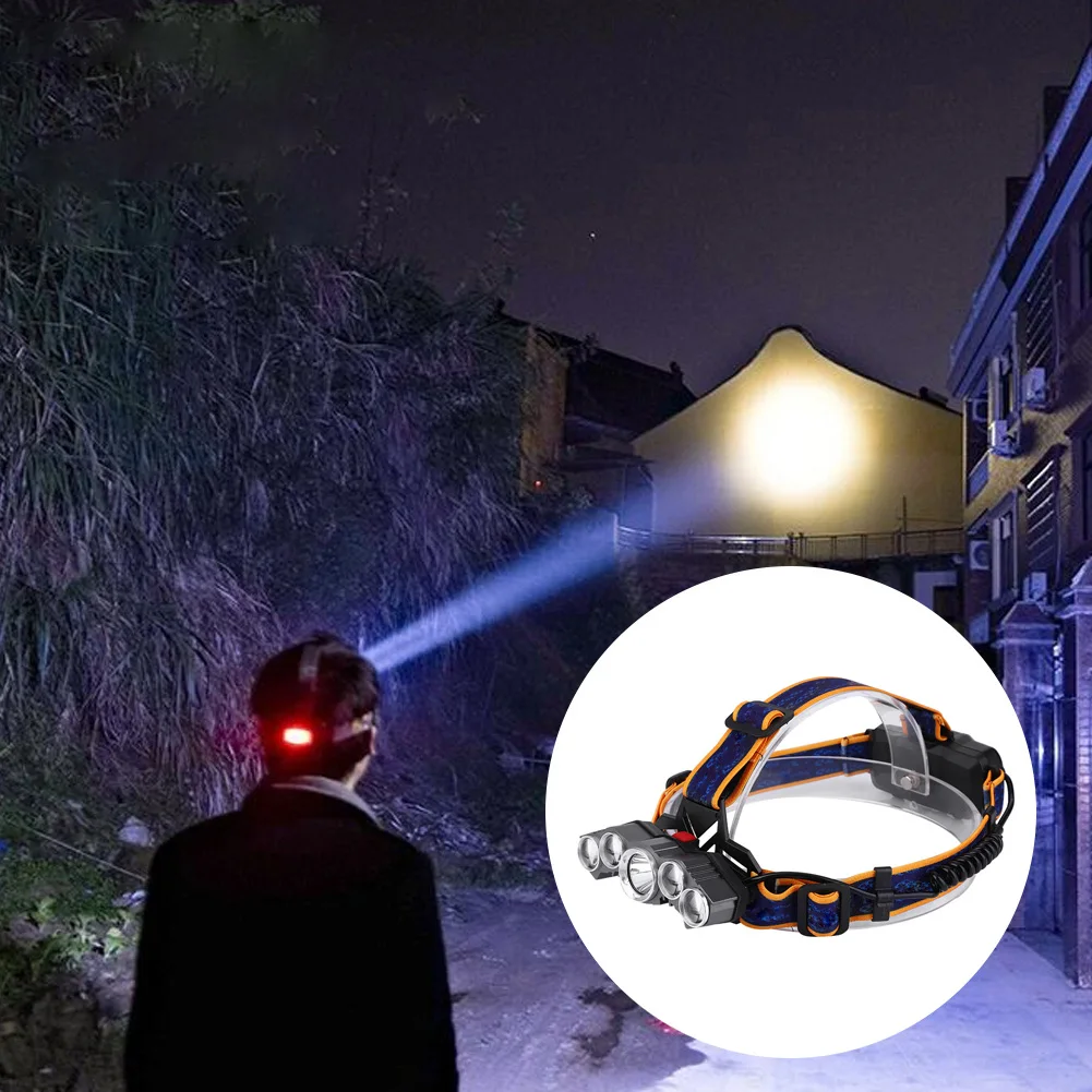 Outdoor LED Headlamp 5 LEDs Waterproof Headlight, USB Rechargeable Headlamp, Luminous Flux, Aluminum Alloy Headlamp, 20000LM
Outdoor LED Headlamp 5 LEDs Waterproof Headlight, USB Rechargeable Headlamp, Luminous Flux, Aluminum Alloy Headlamp, 20000LM