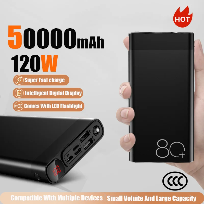 Новый портативный аккумулятор большой емкости емкостью 50000 мАч — со светодиодным фонариком — быстрая зарядка 220 Вт — подходит для IPhone Samsung Xiaomi
Новый портативный аккумулятор большой емкости емкостью 50000 мАч — со светодиодным фонариком — быстрая зарядка 220 Вт — подходит для IPhone Samsung Xiaomi