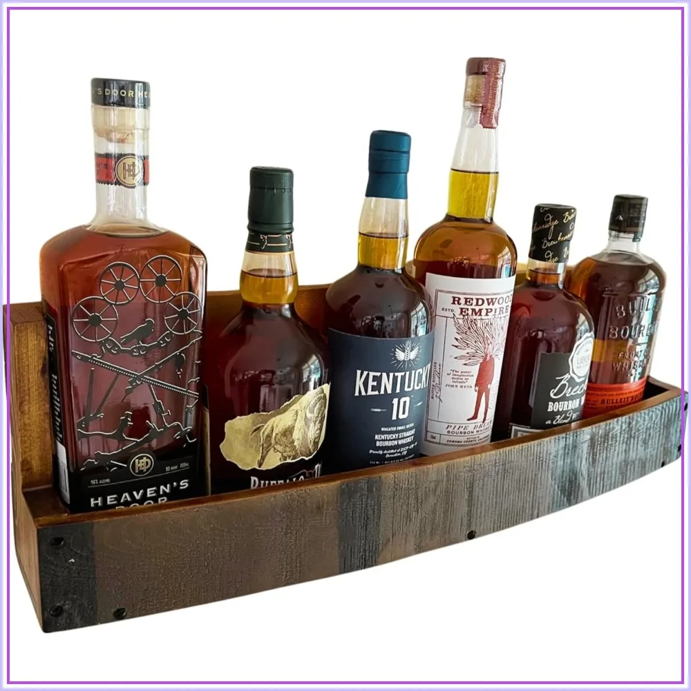 Liquor Bottle Display Shelf – Whiskey Barrel Bar Shelf for Wine & Bourbon – Rustic Wall-Mounted Wooden Shelves, Countertop Rack, Space-Saving Small Liquor Cabinet
Liquor Bottle Display Shelf – Whiskey Barrel Bar Shelf for Wine & Bourbon – Rustic Wall-Mounted Wooden Shelves, Countertop Rack, Space-Saving Small Liquor Cabinet