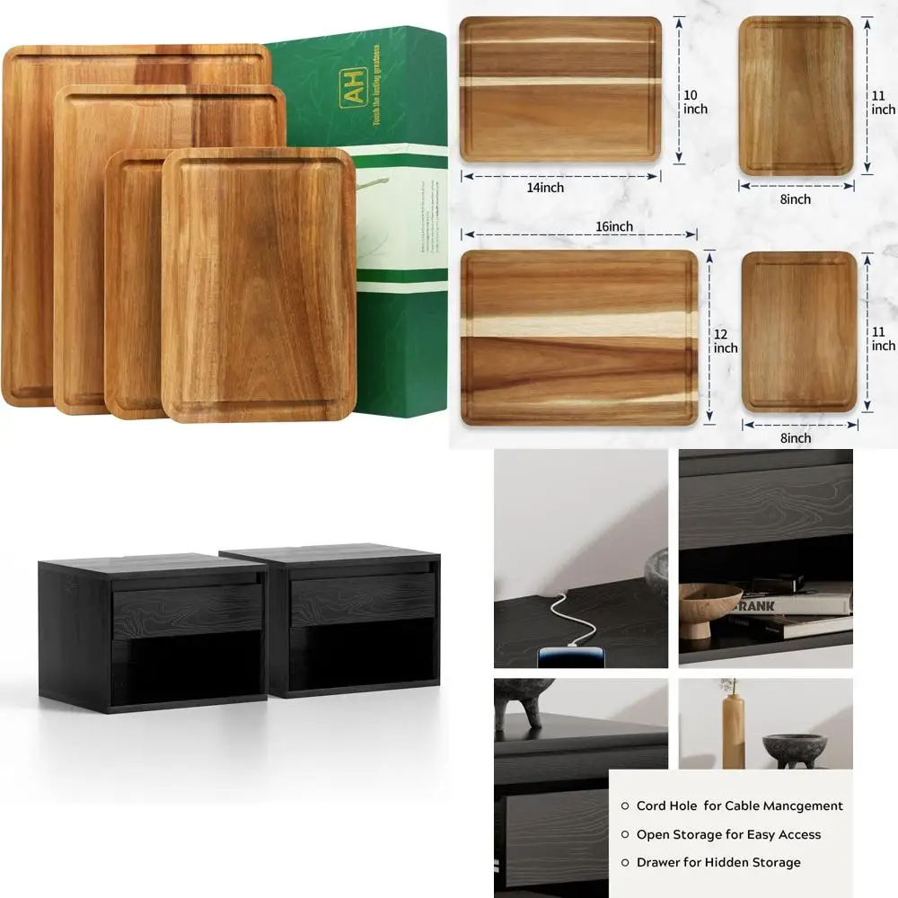 Набор кухонных деревянных разделочных досок из 4-х досок для сыра из акации с подарочной коробкой, нескользящий блок для мясника для домашнего использования
Набор кухонных деревянных разделочных досок из 4-х досок для сыра из акации с подарочной коробкой, нескользящий блок для мясника для домашнего использования