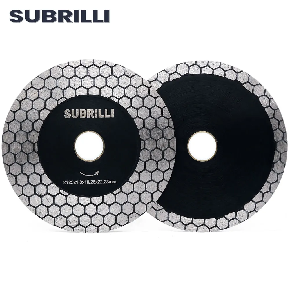 Алмазное режущее лезвие SUBRILLI 125 мм, для керамики, плитки, фарфора, мрамора, 5-дюймовое алмазное режущее полотно, шлифовальный диск для угловой шлифовальной машины
Алмазное режущее лезвие SUBRILLI 125 мм, для керамики, плитки, фарфора, мрамора, 5-дюймовое алмазное режущее полотно, шлифовальный диск для угловой шлифовальной машины