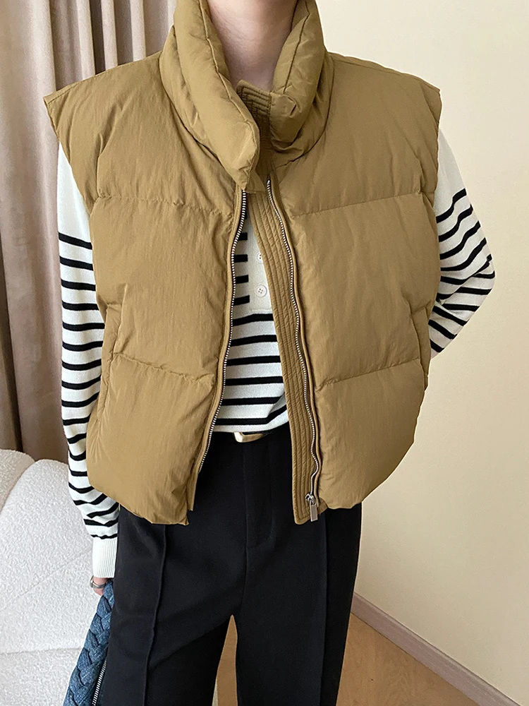 Women Beige Big Size Loose Fit Duck Down Vest New Stand Collar Sleeveless Zipper Fashion Tide Autumn Winter O728
Women Beige Big Size Loose Fit Duck Down Vest New Stand Collar Sleeveless Zipper Fashion Tide Autumn Winter O728