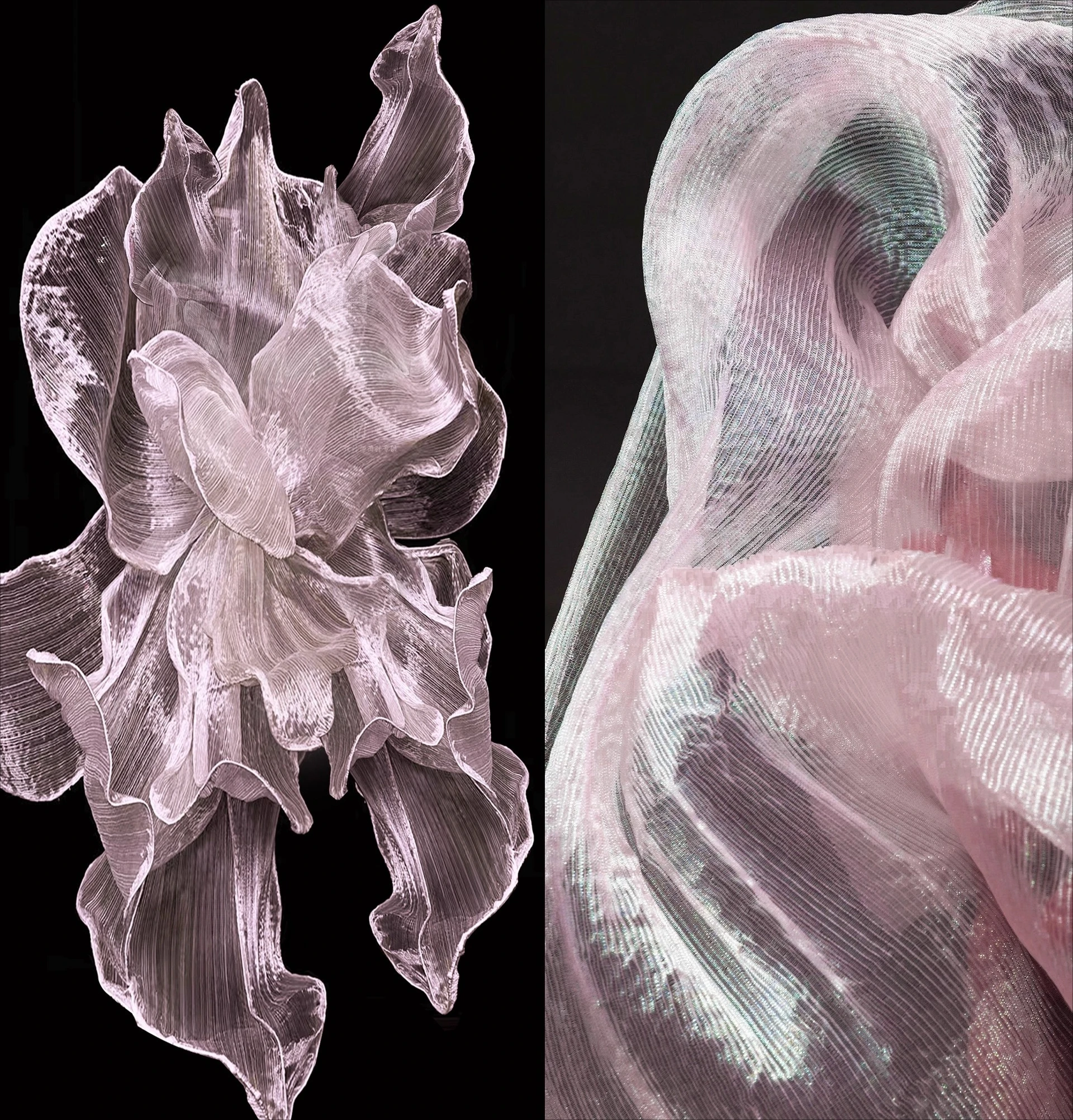 Light Pink Iridescent Pleated Organza Multi-Color Tulle Wedding Dress Cloth For Designers Shoe Hat Accessories Home Decor
Light Pink Iridescent Pleated Organza Multi-Color Tulle Wedding Dress Cloth For Designers Shoe Hat Accessories Home Decor