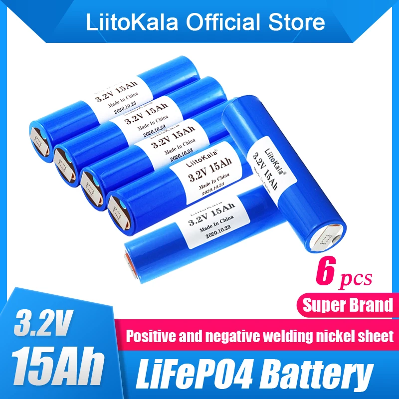 6pcs LiitoKala 3.2V 33140 15Ah lifepo4 Cells Lithium-iron phospha 16000mAh for 4S 12v ebike e-scooter power tools Battery pack
6pcs LiitoKala 3.2V 33140 15Ah lifepo4 Cells Lithium-iron phospha 16000mAh for 4S 12v ebike e-scooter power tools Battery pack