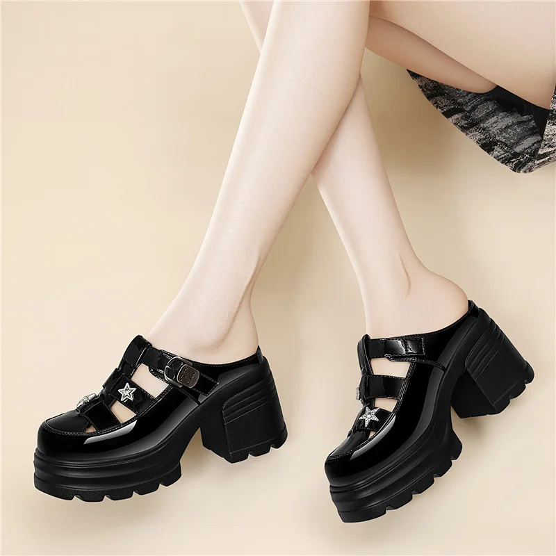 Women's Patent Leather Platform Closed Toe Sandals Star Decor Buckle Strap Hollow Breathable Chunky High Heel Casual Shoes
Women's Patent Leather Platform Closed Toe Sandals Star Decor Buckle Strap Hollow Breathable Chunky High Heel Casual Shoes