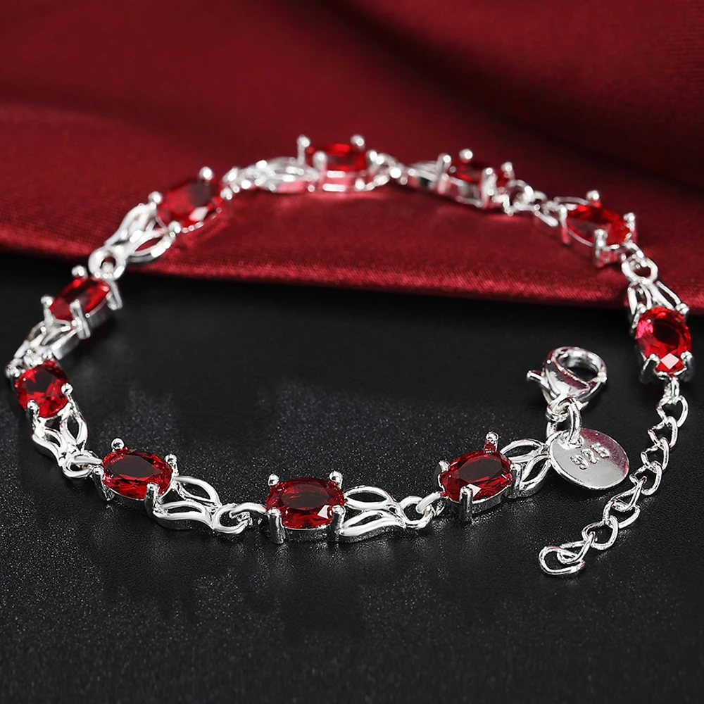 925 Sterling Silver Red Crystal Women's Hand Bracelets Charm Luxury Jewelry Accessories Money 925 Jewellery
925 Sterling Silver Red Crystal Women's Hand Bracelets Charm Luxury Jewelry Accessories Money 925 Jewellery