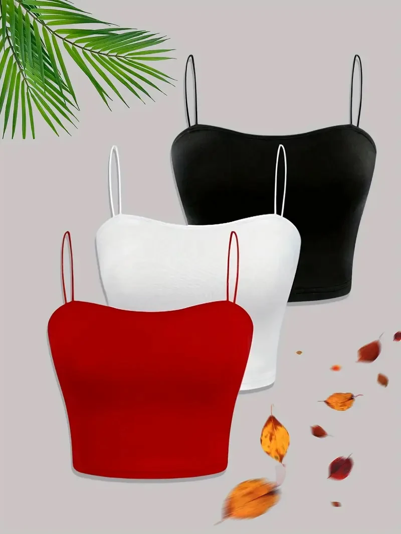 Summer new three piece set combination women's and women's sleeveless short top elegant thin shoulder strap solid color tank top
Summer new three piece set combination women's and women's sleeveless short top elegant thin shoulder strap solid color tank top