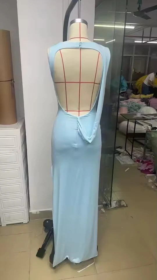 Backless Ruched Sexy Maxi Tank Dress Women Gown Summer New O Neck Thigh High Split Bodycon Elegant Long Dress Fashion
Backless Ruched Sexy Maxi Tank Dress Women Gown Summer New O Neck Thigh High Split Bodycon Elegant Long Dress Fashion