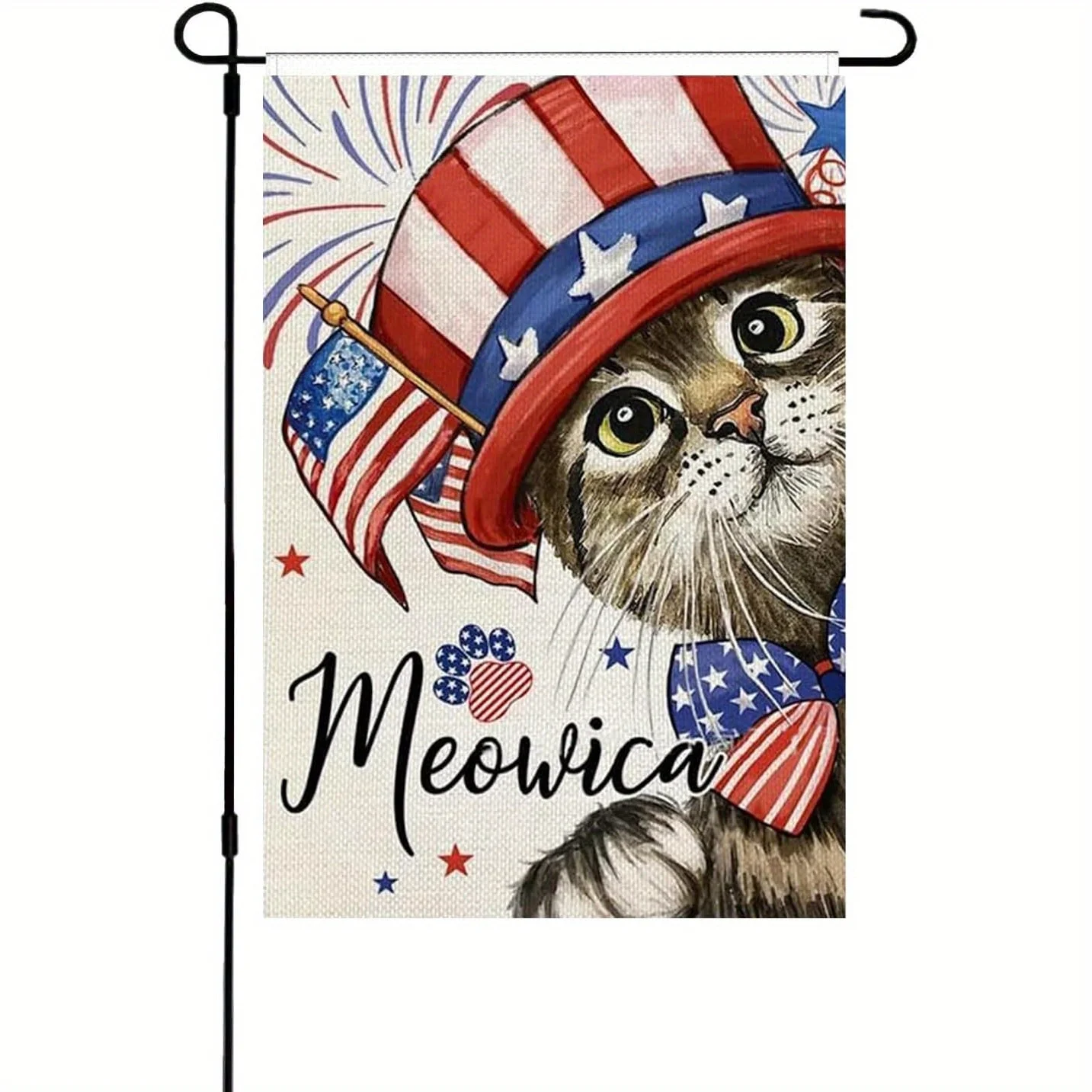 2D Flat 1pc 12x18 Inch 4th of July Patriotic Cat Garden Flag Double Sided Memorial Day Outdoor Yard Welcome Decor
2D Flat 1pc 12x18 Inch 4th of July Patriotic Cat Garden Flag Double Sided Memorial Day Outdoor Yard Welcome Decor