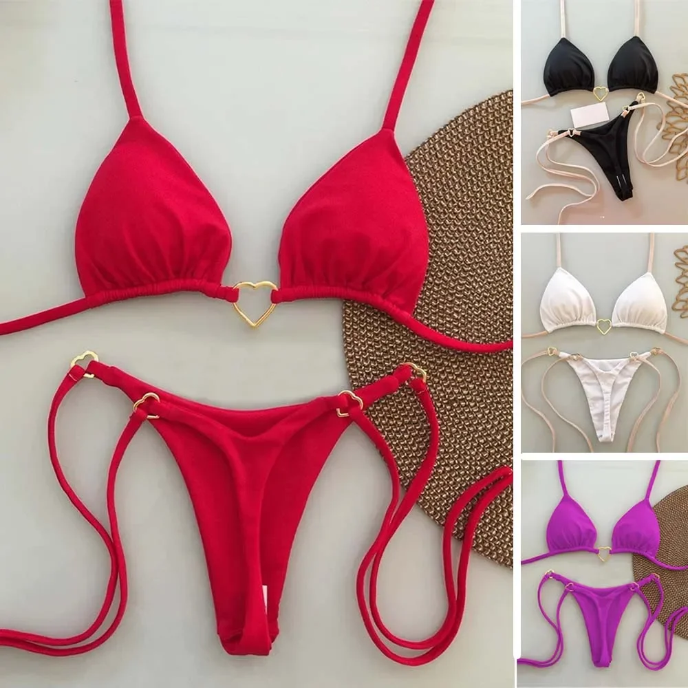 Sexy Triangle Push Up Brazilian Bikini Heart Ring Linked Swimsuit 2 Piece Side String Bikinis Swimwear Women Thong Bathing Suit
Sexy Triangle Push Up Brazilian Bikini Heart Ring Linked Swimsuit 2 Piece Side String Bikinis Swimwear Women Thong Bathing Suit