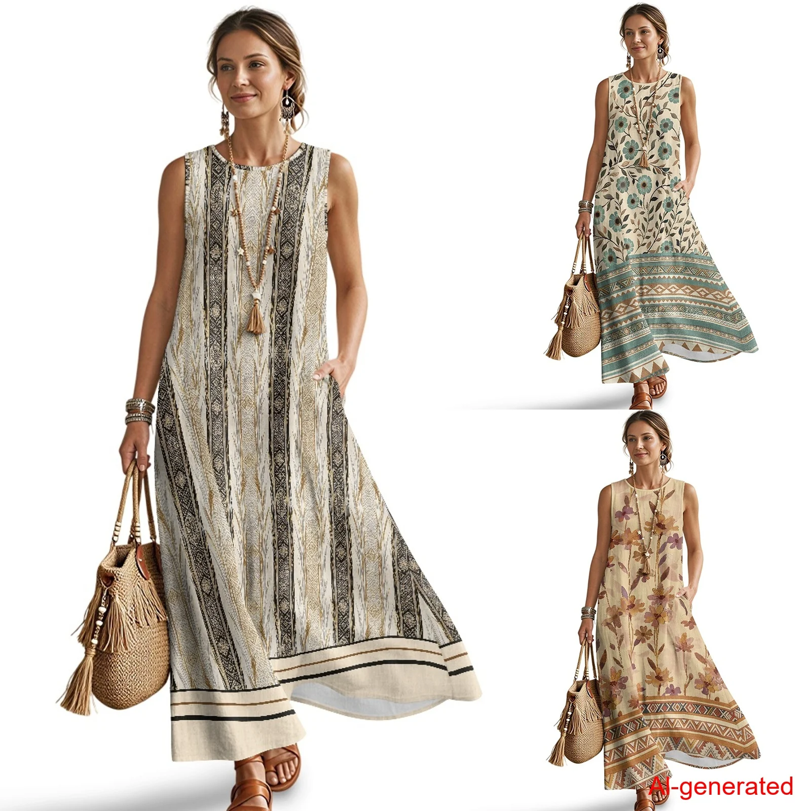 INSTANTARTS Imitation Linen Loose Vest Long Skirt Aztec Stripes Dress for Women Beach Vacation Sleeveless Sundress Party Dress
INSTANTARTS Imitation Linen Loose Vest Long Skirt Aztec Stripes Dress for Women Beach Vacation Sleeveless Sundress Party Dress