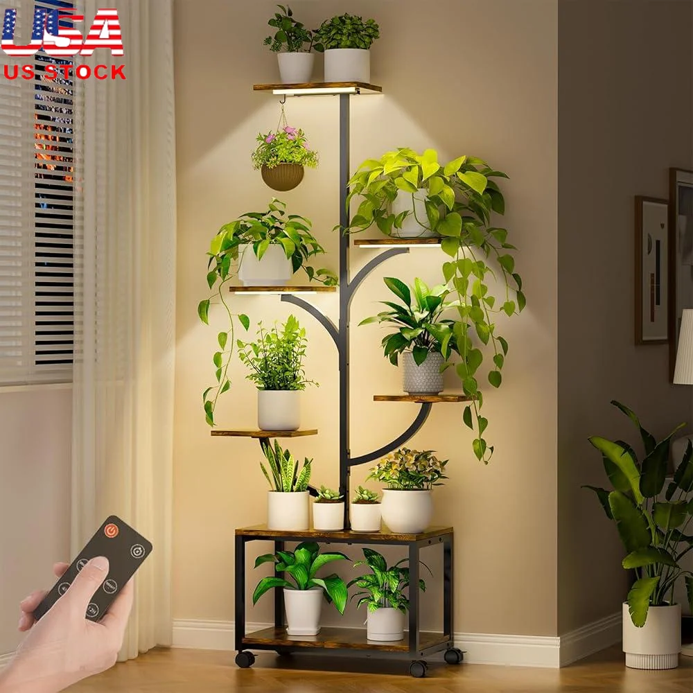 7-Tier Indoor Plant Stand with Grow Lights Wheels Tree Design Adjustable Brightness Anti-Rust Metal Indoor Plant Display Rack
7-Tier Indoor Plant Stand with Grow Lights Wheels Tree Design Adjustable Brightness Anti-Rust Metal Indoor Plant Display Rack