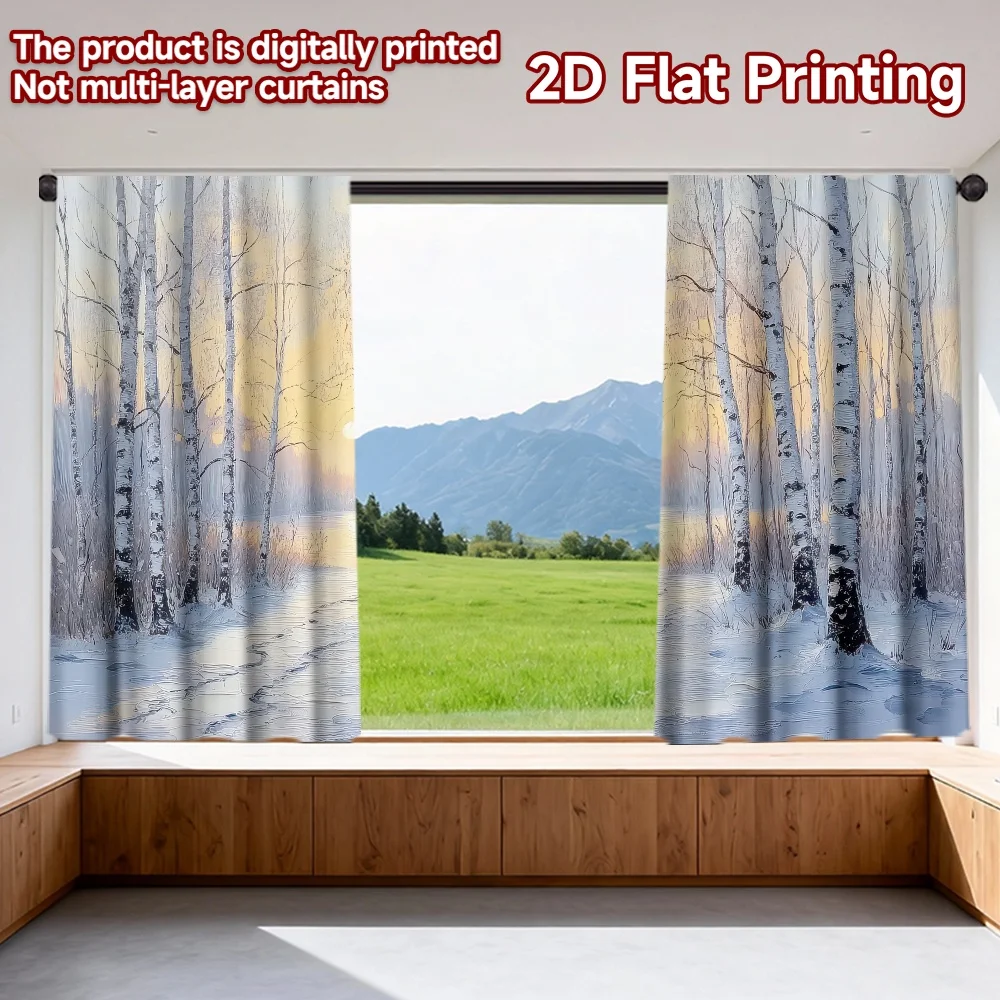 2D flat printing 2pcs Window Treatment Curtains Winter Sunrise in Forest Digital Printed Polyester Drapes Festive Curtains Use
2D flat printing 2pcs Window Treatment Curtains Winter Sunrise in Forest Digital Printed Polyester Drapes Festive Curtains Use