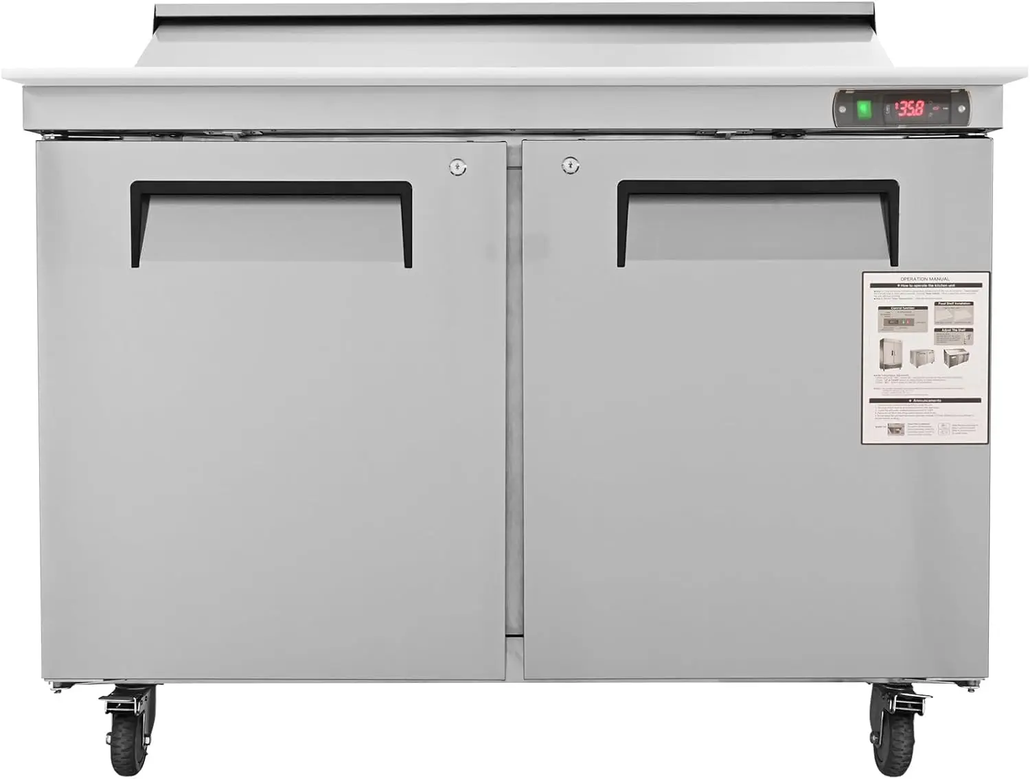 48" W Commercial Refrigerator, 12.85 Cu. Ft Sandwich & Salad Prep Table Fridge, 12 Pans Mega Top Food Prep Station for Restauran
48" W Commercial Refrigerator, 12.85 Cu. Ft Sandwich & Salad Prep Table Fridge, 12 Pans Mega Top Food Prep Station for Restauran