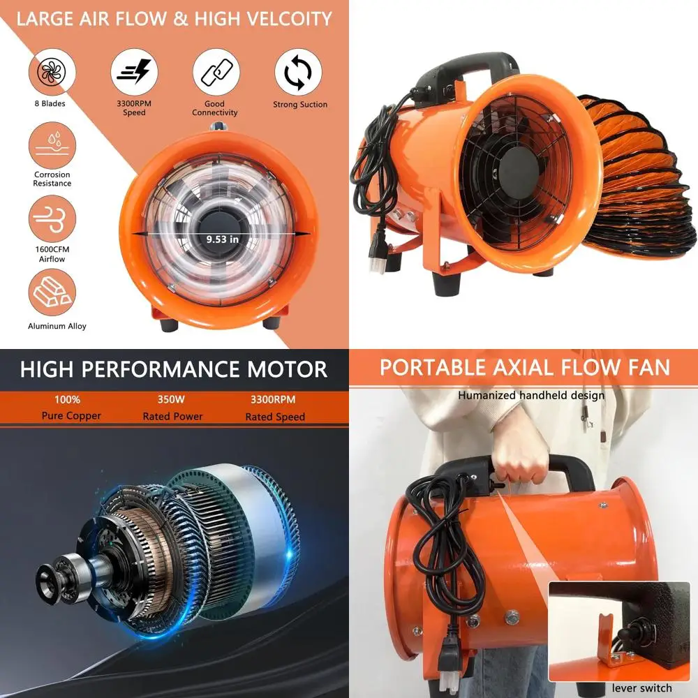 10 Inch 350W Portable Axial Exhaust Fan with 1600CFM High Velocity Ventilation for Home and Job Site
10 Inch 350W Portable Axial Exhaust Fan with 1600CFM High Velocity Ventilation for Home and Job Site