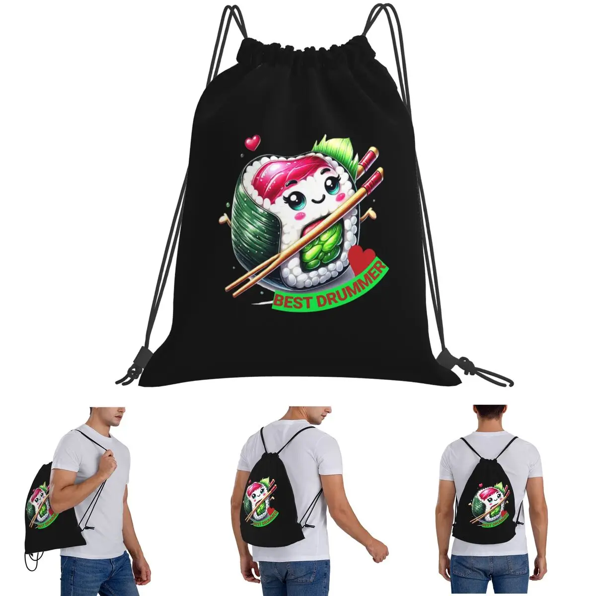 Sushi Rocker With Drumsticks Backpacks Portable Drawstring Bags Sports Bag Book Bags for Travel School
Sushi Rocker With Drumsticks Backpacks Portable Drawstring Bags Sports Bag Book Bags for Travel School