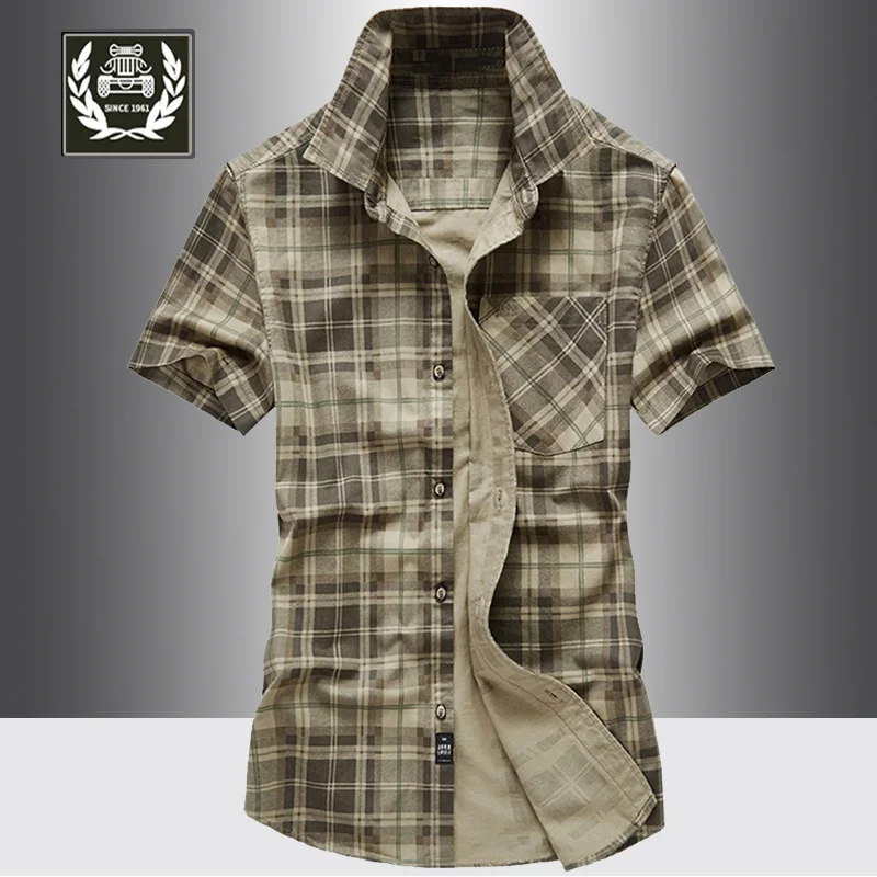 2023 Summer Plaid Short Sleeve Male Shirt Men's Cotton Casual Large Size Shirts Father Military Fashion High Quality Blouse
2023 Summer Plaid Short Sleeve Male Shirt Men's Cotton Casual Large Size Shirts Father Military Fashion High Quality Blouse