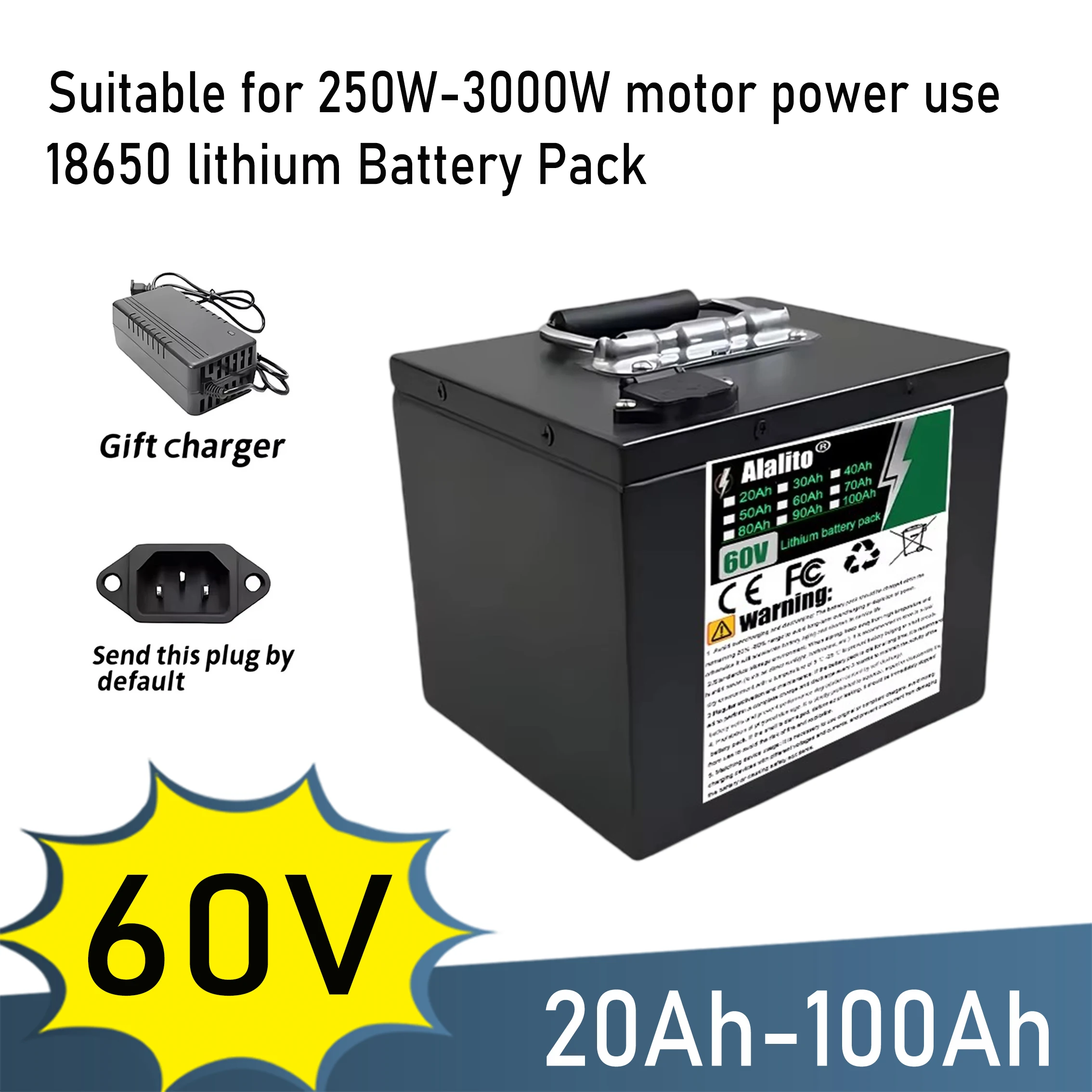 Suitable for 250-2000W motor batteries, 60V 100Ah lithium-ion battery packs
Suitable for 250-2000W motor batteries, 60V 100Ah lithium-ion battery packs