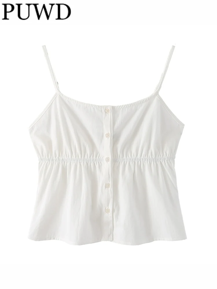PUWD Women Fashion Soft Cotton White Single-breasted Camis 2023 Summer Vintage Sleeveless Solid Color Female Chic Tops
PUWD Women Fashion Soft Cotton White Single-breasted Camis 2023 Summer Vintage Sleeveless Solid Color Female Chic Tops