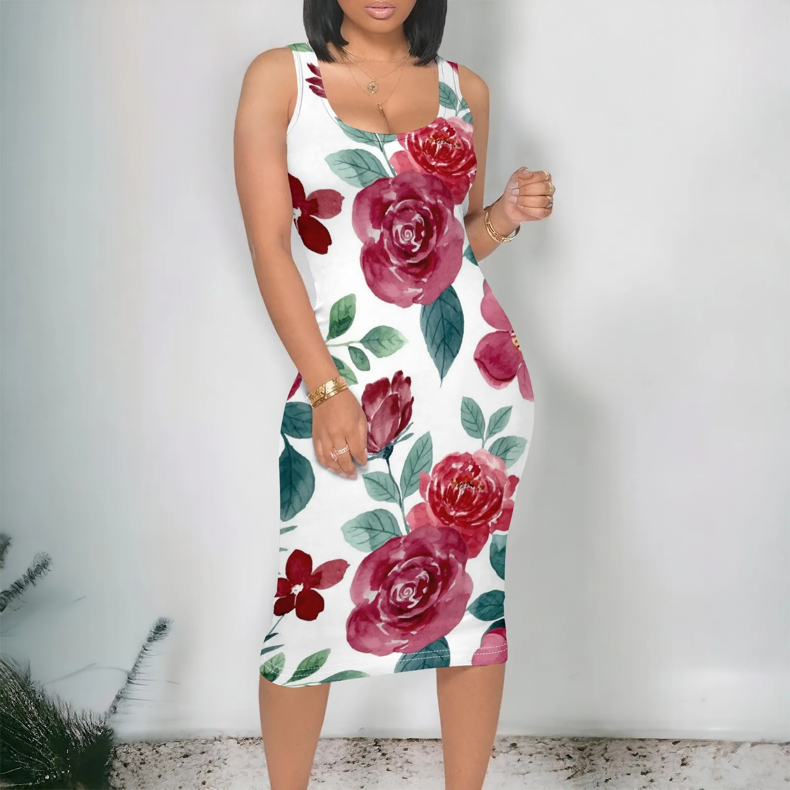 Rose Floral Print Tank Dress S-3XL White Bodycon Romantic Garden Style for Mother's Day, Summer Brunch or Wedding Guest Look
Rose Floral Print Tank Dress S-3XL White Bodycon Romantic Garden Style for Mother's Day, Summer Brunch or Wedding Guest Look