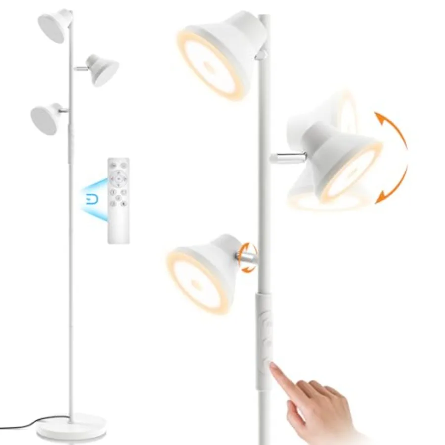 LED Floor Lamp, 36W Modern Floor Lamp with Remote and Touch Control, 4 Color Temperatures, Standing Lamp with 3 Rotatable Light
LED Floor Lamp, 36W Modern Floor Lamp with Remote and Touch Control, 4 Color Temperatures, Standing Lamp with 3 Rotatable Light