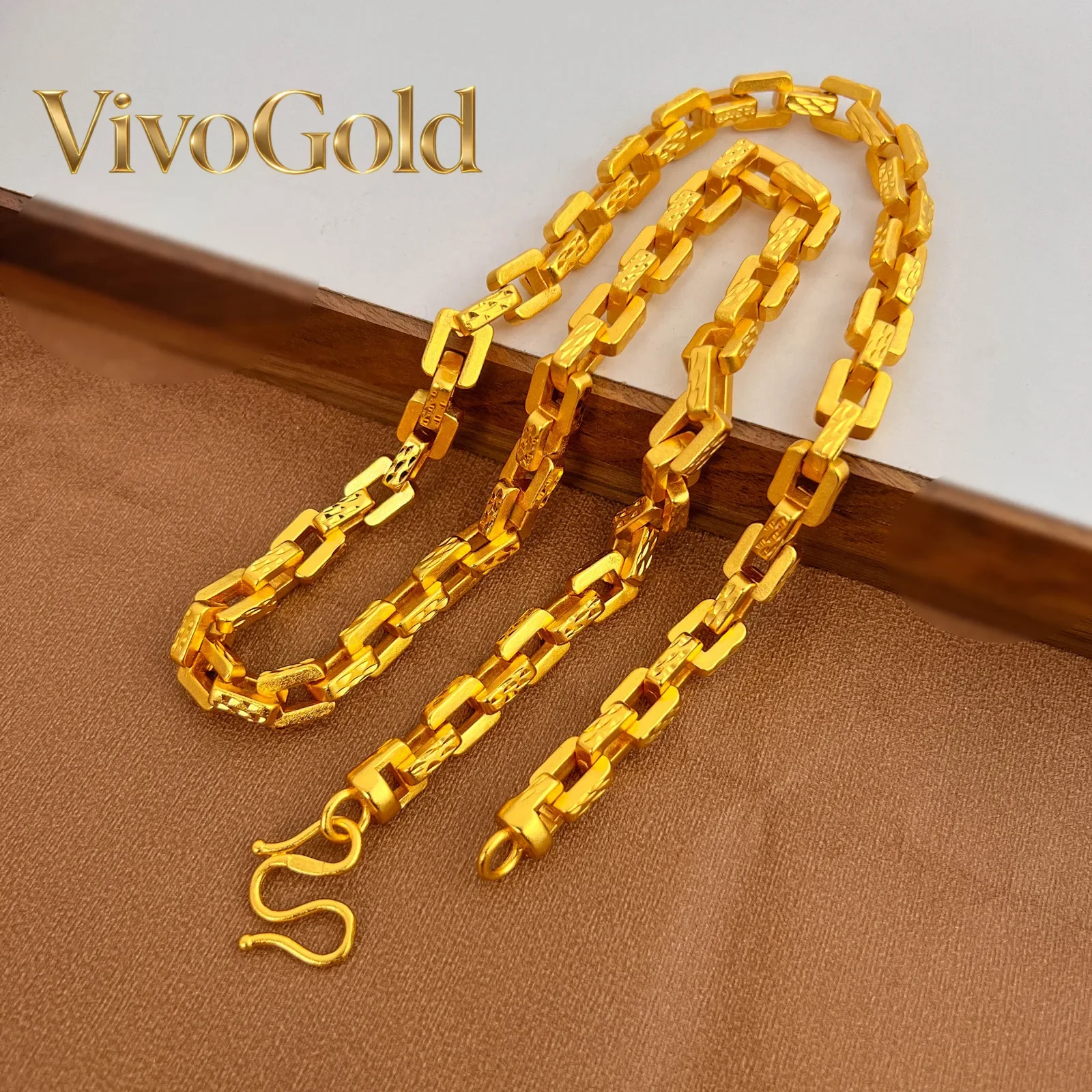 VivoGold9999 pure gold jewelry 24K real gold square men necklace buckle chain fashion accessories men's domineering necklace
VivoGold9999 pure gold jewelry 24K real gold square men necklace buckle chain fashion accessories men's domineering necklace