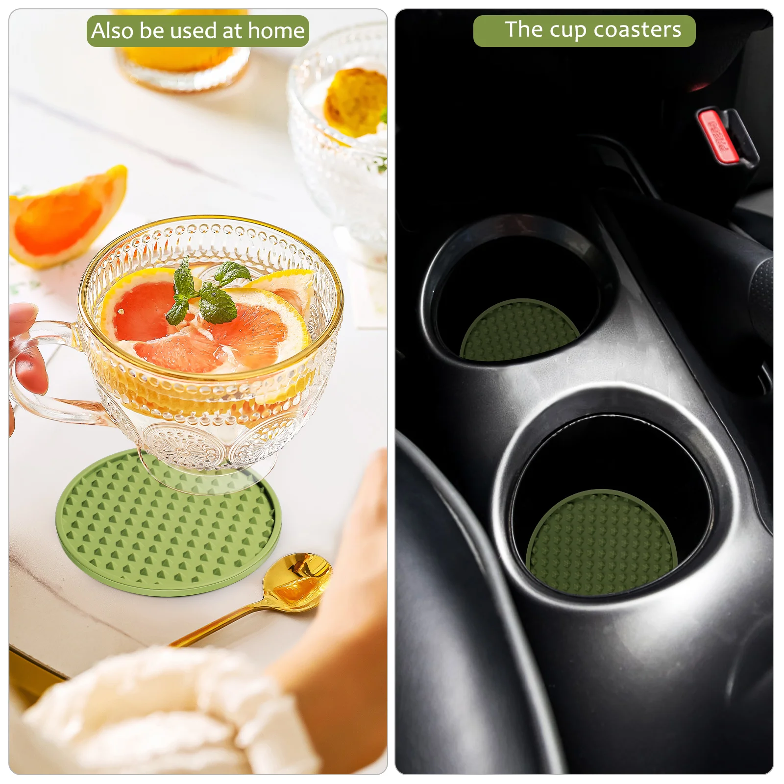 4 Pcs Vibrant Bean Green Car Cup Coasters Silicone NonSlip Design Compatible With Multiple Vehicle Cup Holders
4 Pcs Vibrant Bean Green Car Cup Coasters Silicone NonSlip Design Compatible With Multiple Vehicle Cup Holders