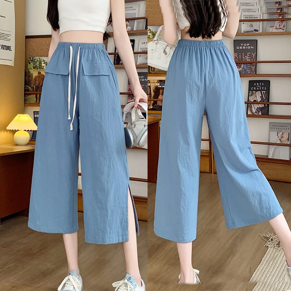 Women Summer Loose Pants Cotton Solid Elastic Waist Candy Colors Fashion Basic Calf-length Trousers Casual Female Pants
Women Summer Loose Pants Cotton Solid Elastic Waist Candy Colors Fashion Basic Calf-length Trousers Casual Female Pants