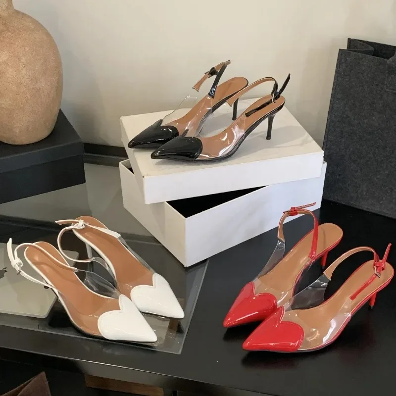 New Summer Women's High Heels Pointed Toe Love Heart Medium High Heels with Skirt One-strap Sandals Back Empty Single Shoes W62
New Summer Women's High Heels Pointed Toe Love Heart Medium High Heels with Skirt One-strap Sandals Back Empty Single Shoes W62