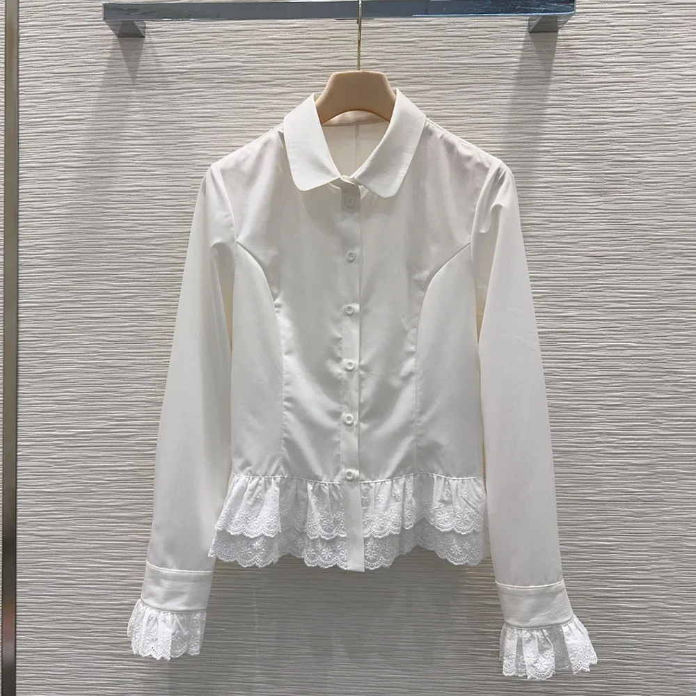 High-quality 2026 spring/summer elegant and fashionable casual women's simple shirt with lace hem design xy2630612
High-quality 2026 spring/summer elegant and fashionable casual women's simple shirt with lace hem design xy2630612
