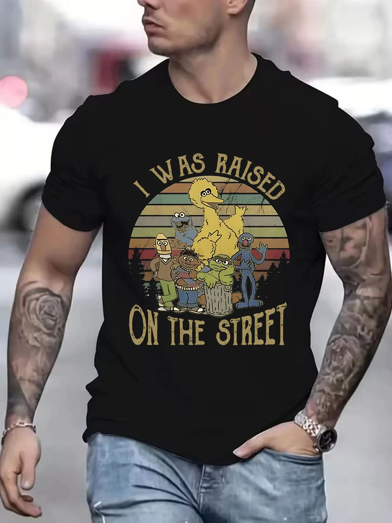 Men's The Muppet Show I Was Raised on The Street Vintage T-Shirt - Heavyweight Retro TV Show Tee with Kermit, Miss, Fozzie Bear
Men's The Muppet Show I Was Raised on The Street Vintage T-Shirt - Heavyweight Retro TV Show Tee with Kermit, Miss, Fozzie Bear