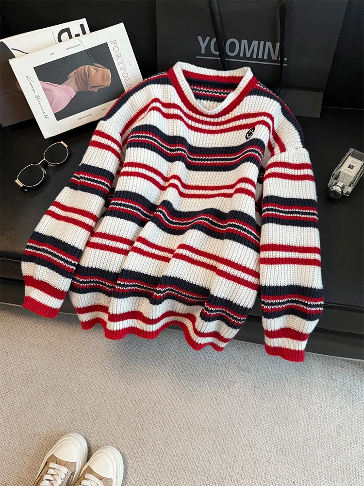Trendy Korean Striped Sweater Women Loose Slimming Lazy Style Ageless Fashion Long Sleeve Top Street Style Autumn Winter
Trendy Korean Striped Sweater Women Loose Slimming Lazy Style Ageless Fashion Long Sleeve Top Street Style Autumn Winter