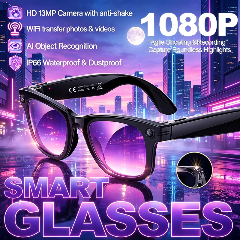 NEW AI Smart Glasses 1300W HD Camera 1080P Videos WIFI Transfer AI Translation IP66 Waterproof & Dustproof BT Call Smart Glasses
NEW AI Smart Glasses 1300W HD Camera 1080P Videos WIFI Transfer AI Translation IP66 Waterproof & Dustproof BT Call Smart Glasses