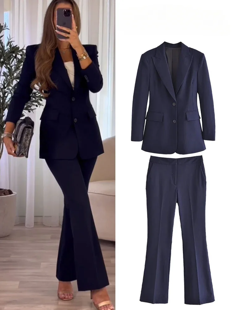 Chic Solid Women Suits Slim Elegant Peak Lapel Single Breasted Wear Fashion Formal Smart Casual Office Lady Pants Sets Two Piece
Chic Solid Women Suits Slim Elegant Peak Lapel Single Breasted Wear Fashion Formal Smart Casual Office Lady Pants Sets Two Piece