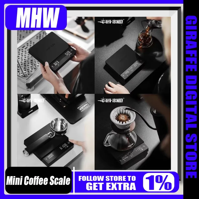 MHW-3BOMBER 3.0 micro Coffee Scale with Auto Timing 2kg/0.1g Kitchen Scale & Brewing Assist Mode for Espresso &Pour-Over Coffee
MHW-3BOMBER 3.0 micro Coffee Scale with Auto Timing 2kg/0.1g Kitchen Scale & Brewing Assist Mode for Espresso &Pour-Over Coffee