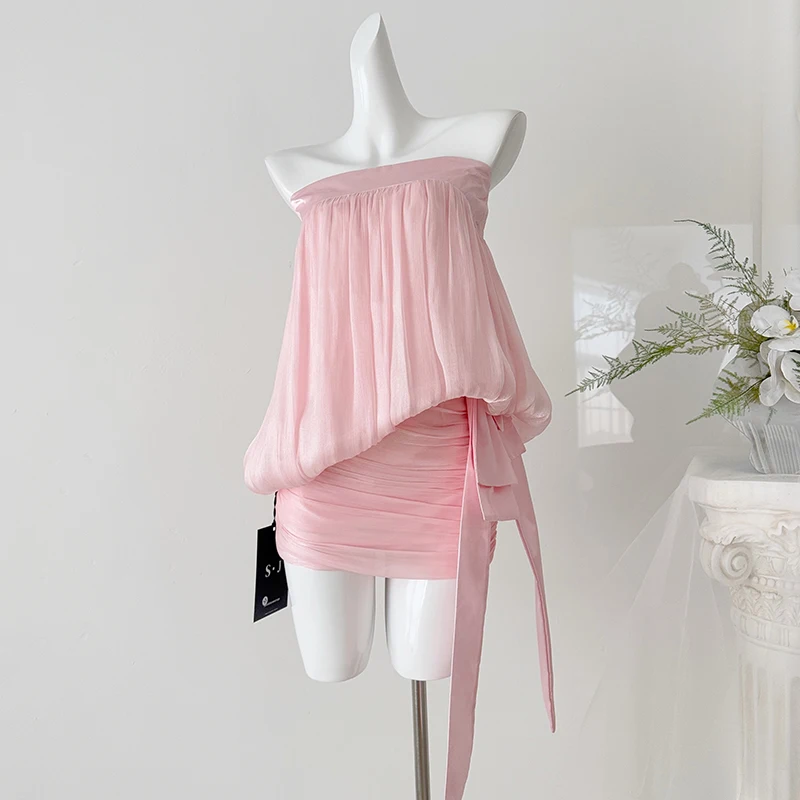 Strapless Mini Skirt Sets Women Korean Fashion Pink Suits Loose Casual Summer Zip Tops High Waist Bowtie Bodycon Skirts 2026
Strapless Mini Skirt Sets Women Korean Fashion Pink Suits Loose Casual Summer Zip Tops High Waist Bowtie Bodycon Skirts 2026