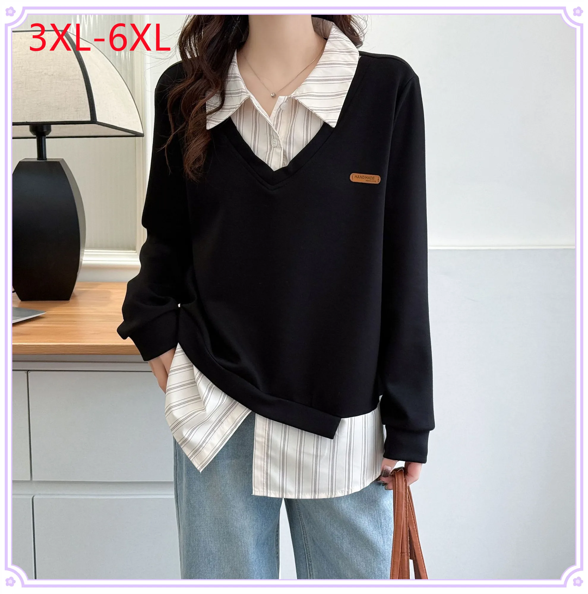 New 2025 Ladies Spring Autumn Plus Size tops For Women Large Size Long Sleeve V-neck Shirt 3XL 4XL 5XL 6XL
New 2025 Ladies Spring Autumn Plus Size tops For Women Large Size Long Sleeve V-neck Shirt 3XL 4XL 5XL 6XL