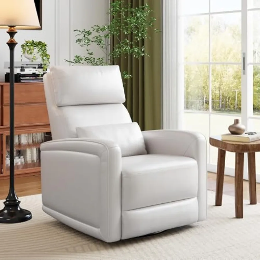 Adult Manual Recliner Chair, 360-Degree Swivel Rocker with Footrest, Adjustable Backrest Reclining Chair, White Faux Leather Ar
Adult Manual Recliner Chair, 360-Degree Swivel Rocker with Footrest, Adjustable Backrest Reclining Chair, White Faux Leather Ar