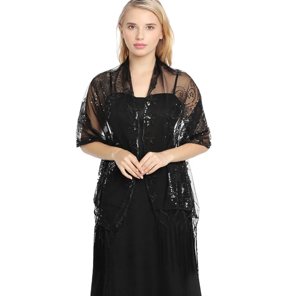 Women Evening Dress Wedding Shawl Solid Color Sequined Flower Chiffon Silky Scarf Tassel Long Soft Wrap Shawl Bridal Cape
Women Evening Dress Wedding Shawl Solid Color Sequined Flower Chiffon Silky Scarf Tassel Long Soft Wrap Shawl Bridal Cape