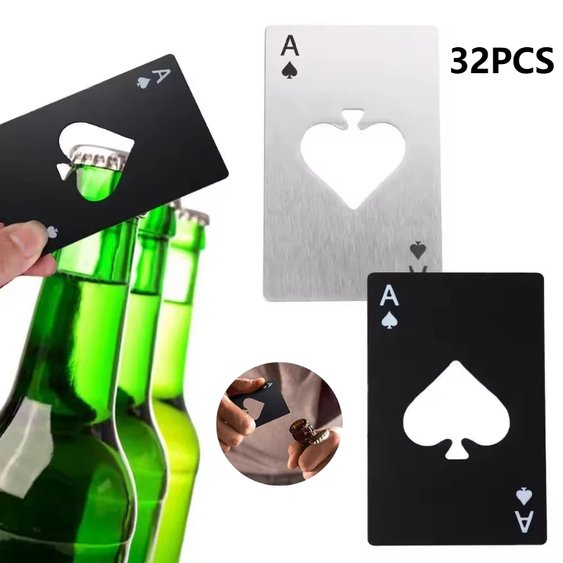 32Pcs Stainless Steel Playing Card Bottle Opener Poker Ace of Spades Credit Card Size Smooth Flat Beer Opener Party Wedding Favors Gift
32Pcs Stainless Steel Playing Card Bottle Opener Poker Ace of Spades Credit Card Size Smooth Flat Beer Opener Party Wedding Favors Gift