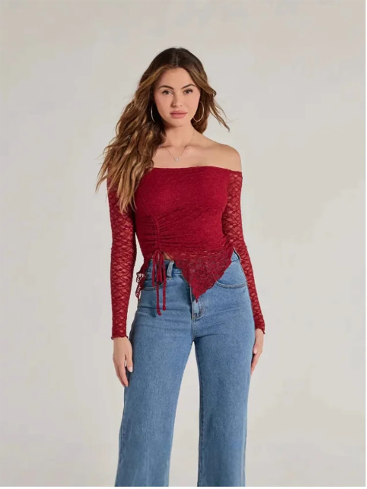 Summer Solid Color Lace Short Sleeved Sexy One Shoulder T-shirt Dating Versatile Slim Fit Comfort Commuting Style Women's Top
Summer Solid Color Lace Short Sleeved Sexy One Shoulder T-shirt Dating Versatile Slim Fit Comfort Commuting Style Women's Top