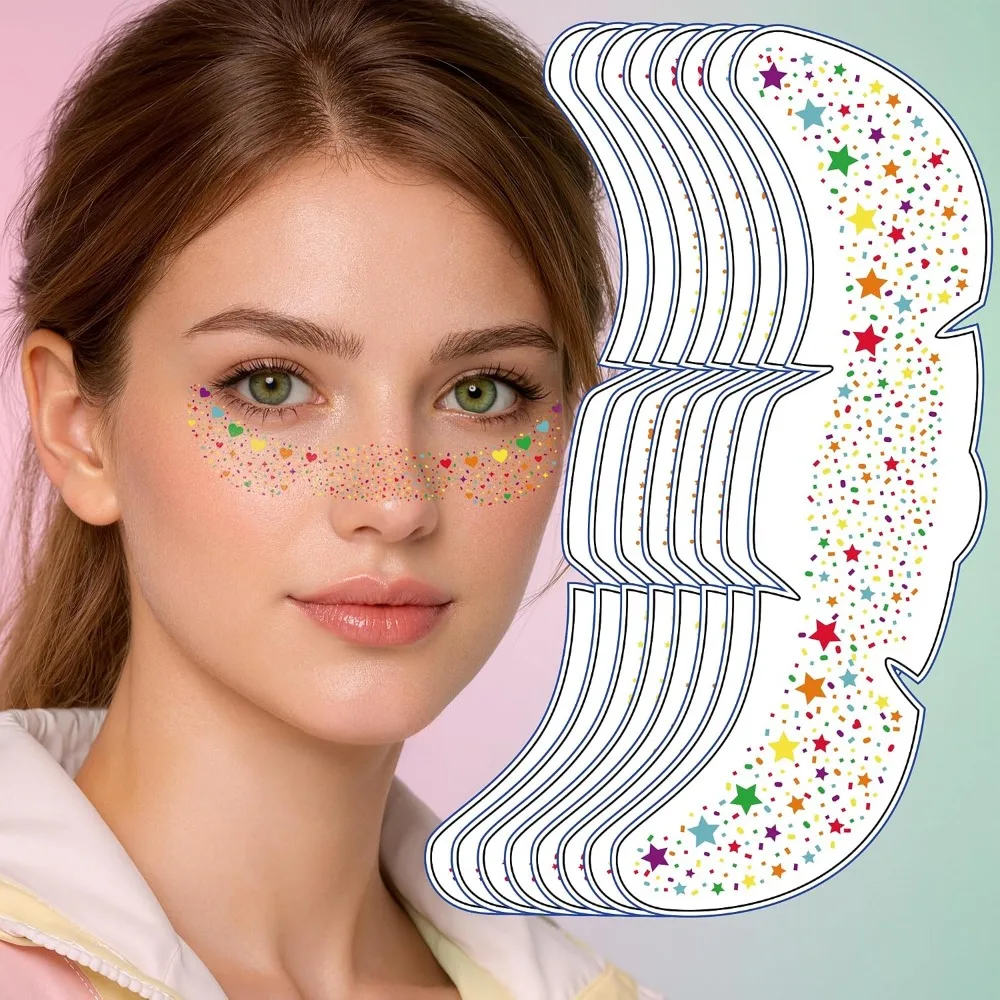 Temporary Face Tattoos Set: Sparkle Heart & Star Stickers - Pride Party Favors & Decorations
Temporary Face Tattoos Set: Sparkle Heart & Star Stickers - Pride Party Favors & Decorations