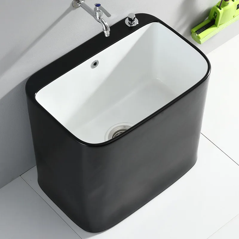 Black and white balcony mop basin bathroom ceramic mop pool household floor type
Black and white balcony mop basin bathroom ceramic mop pool household floor type