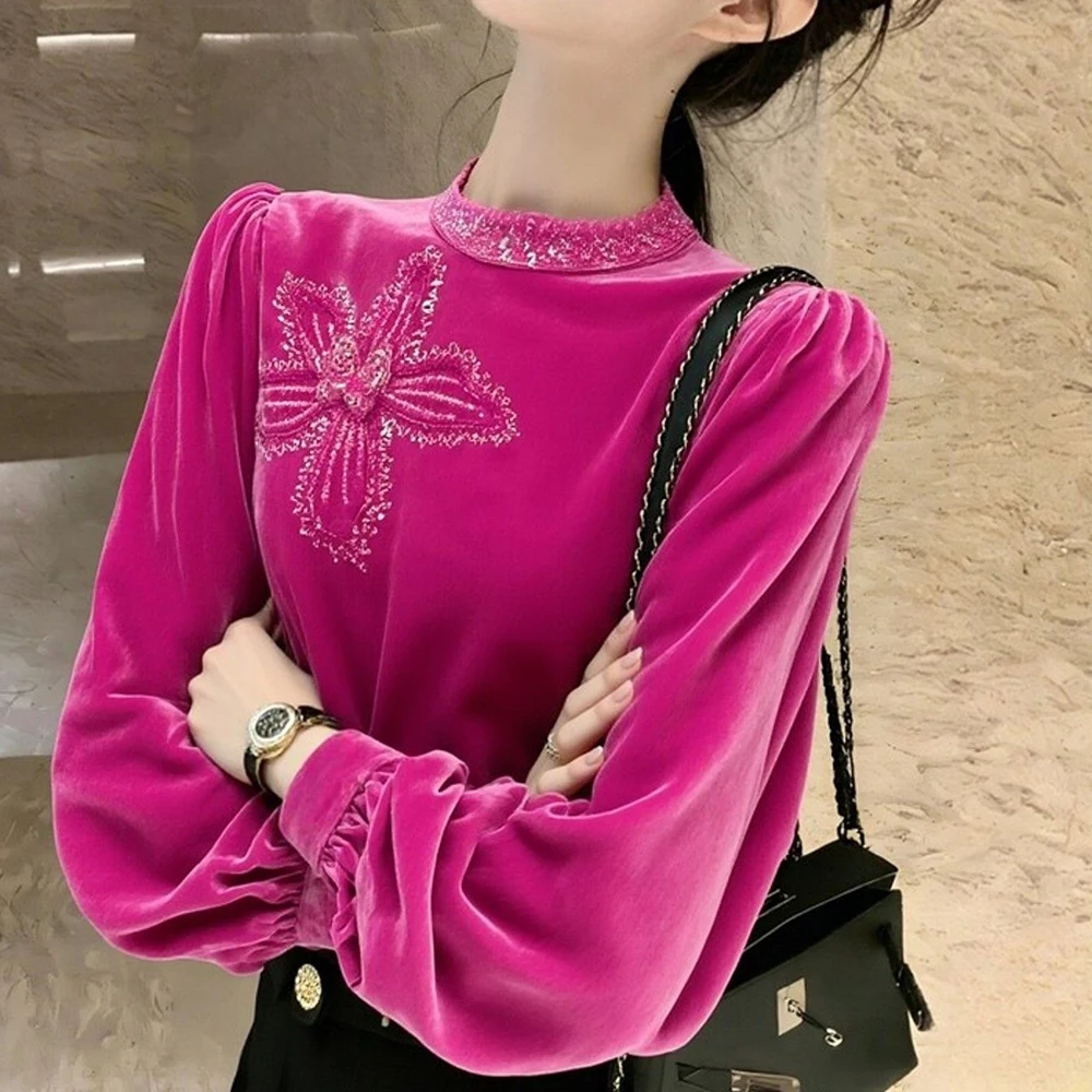 2026 winter new great-looking high-end French petty bourgeoisie gentle versatile rose pink velvet top
2026 winter new great-looking high-end French petty bourgeoisie gentle versatile rose pink velvet top