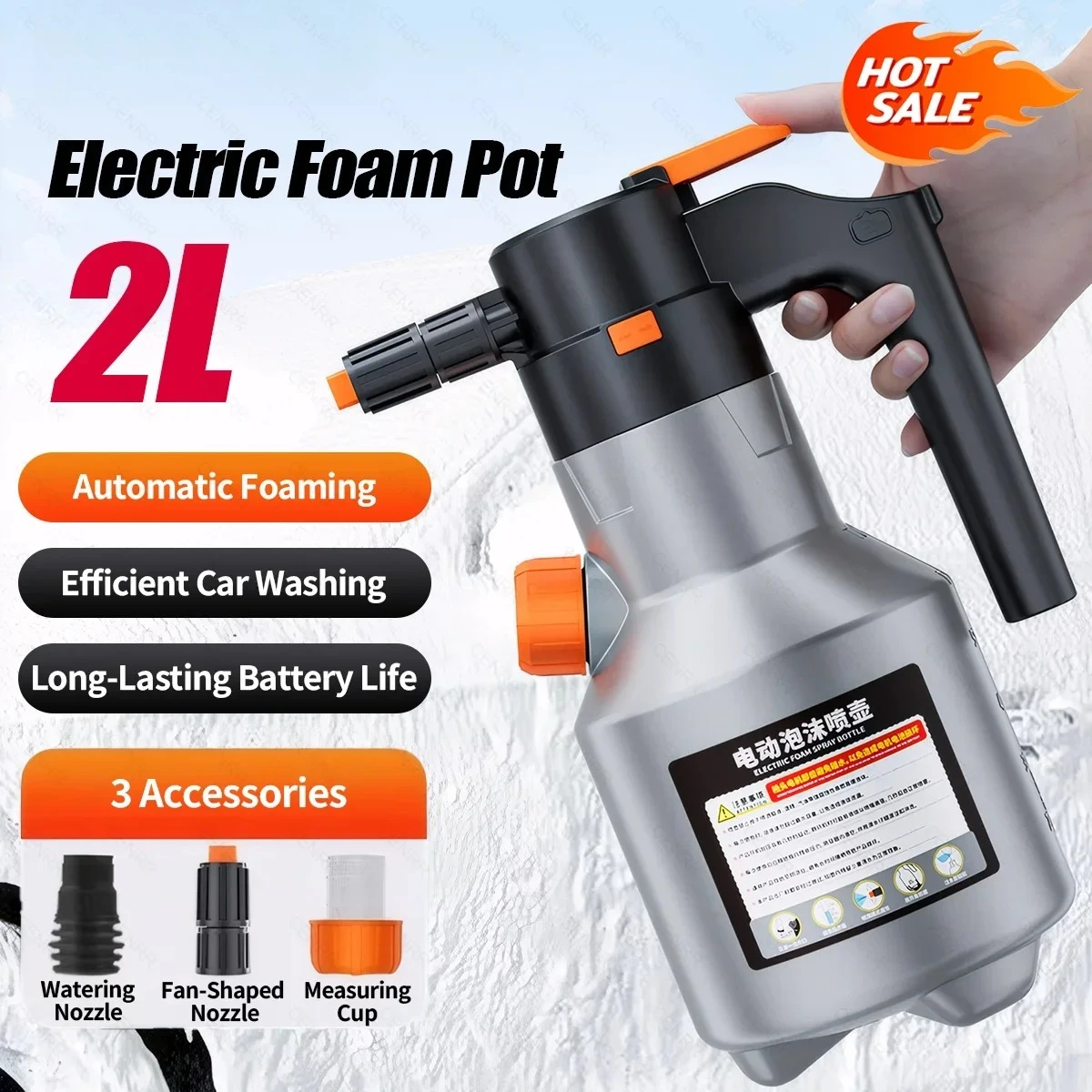 CENRR 2L Electric Foam Sprayer Professional Motorized Foam Gun Handheld Car Wash Sprayer for Car Snow Cannon Car Accessories
CENRR 2L Electric Foam Sprayer Professional Motorized Foam Gun Handheld Car Wash Sprayer for Car Snow Cannon Car Accessories